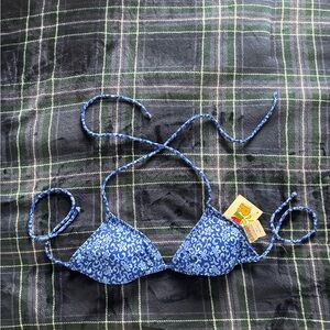 Blue Patterned Riot hot Bikini Top size s